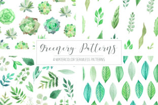 4 Watercolor Greenery Patterns and Illustrations