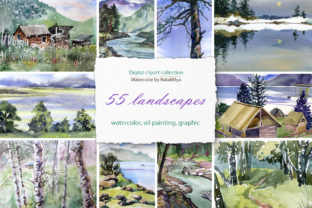 55 Watercolor Digital Landscapes Illustrations