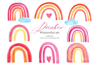 Baby Rainbow Watercolor Clipart Set and Illustrations