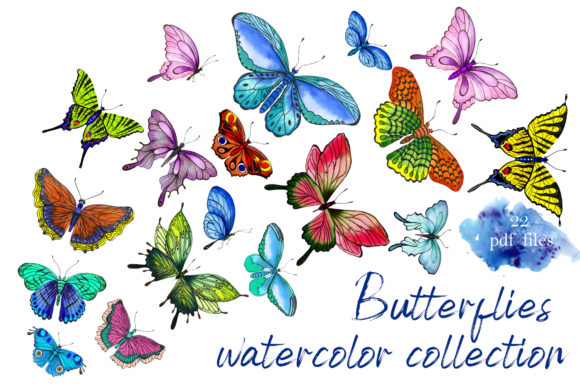 Collection of Watercolor Butterflies Illustrations