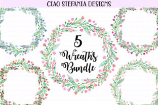 Floral Watercolor Tulips Wreath Bundle