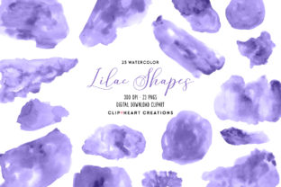 Lilac Watercolor Shapes Illustrations