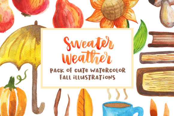 Pack of Watercolor Autumnal Illustration and Illustrations