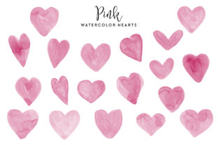 Pink Watercolor Hearts Illustrations