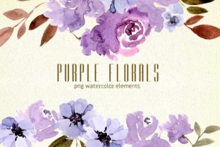 Purple Florals Watercolor Clipart