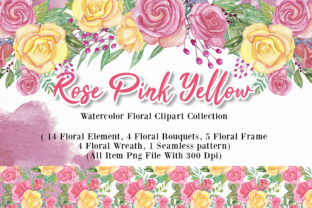 Rose Pink Yellow Watercolor Illustration