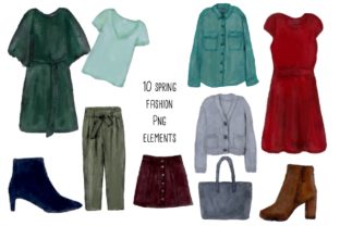 Spring Fashion Watercolour Clip Art and Illustrations