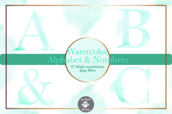 Watercolor Alphabet Clipart, Illustrations