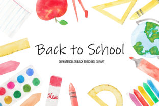 Watercolor Back to School Clipart and Illustrations