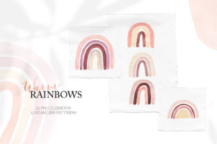 Watercolor Boho Rainbows Set and Illustrations