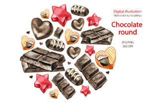 Watercolor Chocolate Round Illustrations