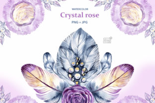 Watercolor Crystal Roses Cliparts and Illustrations