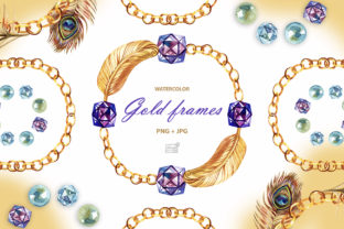 Watercolor Gold Chain Wreaths Illustrations
