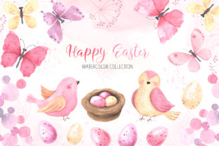 Watercolor Happy Easter Collection and Illustrations