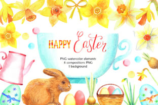 Watercolor Happy Easter Illustrations