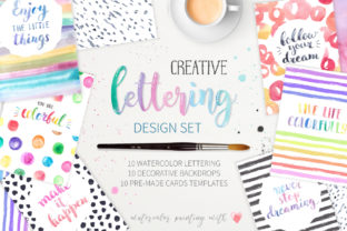 Watercolor Lettering Creative Set and Illustrations
