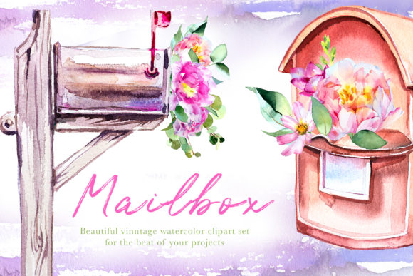 Watercolor Mailbox Clipart Set and Illustrations