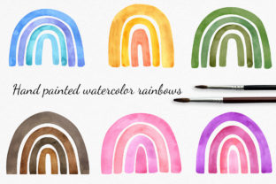 Watercolor Rainbow Cliparts Set and Illustrations