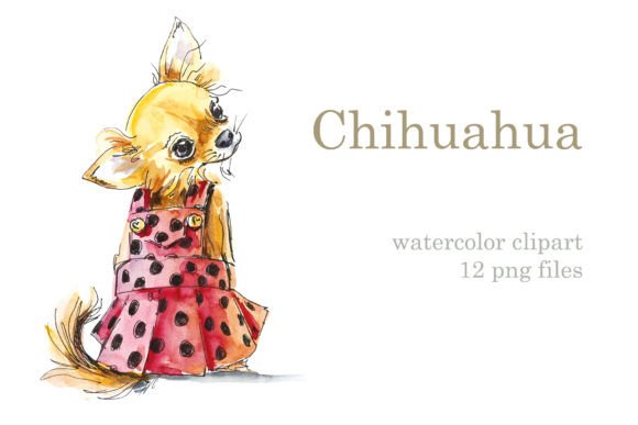Watercolor Set - Chihuahua Illustrations