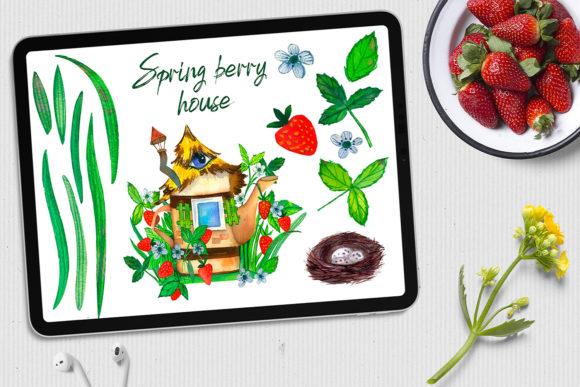 Watercolor Tea Fairy House Illustrations