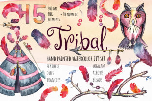 Watercolor Tribal Set and Illustrations