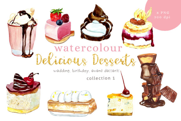 Watercolour Desserts Illustration
